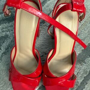 Wild Diva Glossy Red Strappy Heels